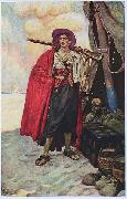 Howard Pyle The Buccaneer was a Picturesque Fellow: illustration of a pirate, dressed to the nines in piracy attire. Spain oil painting artist